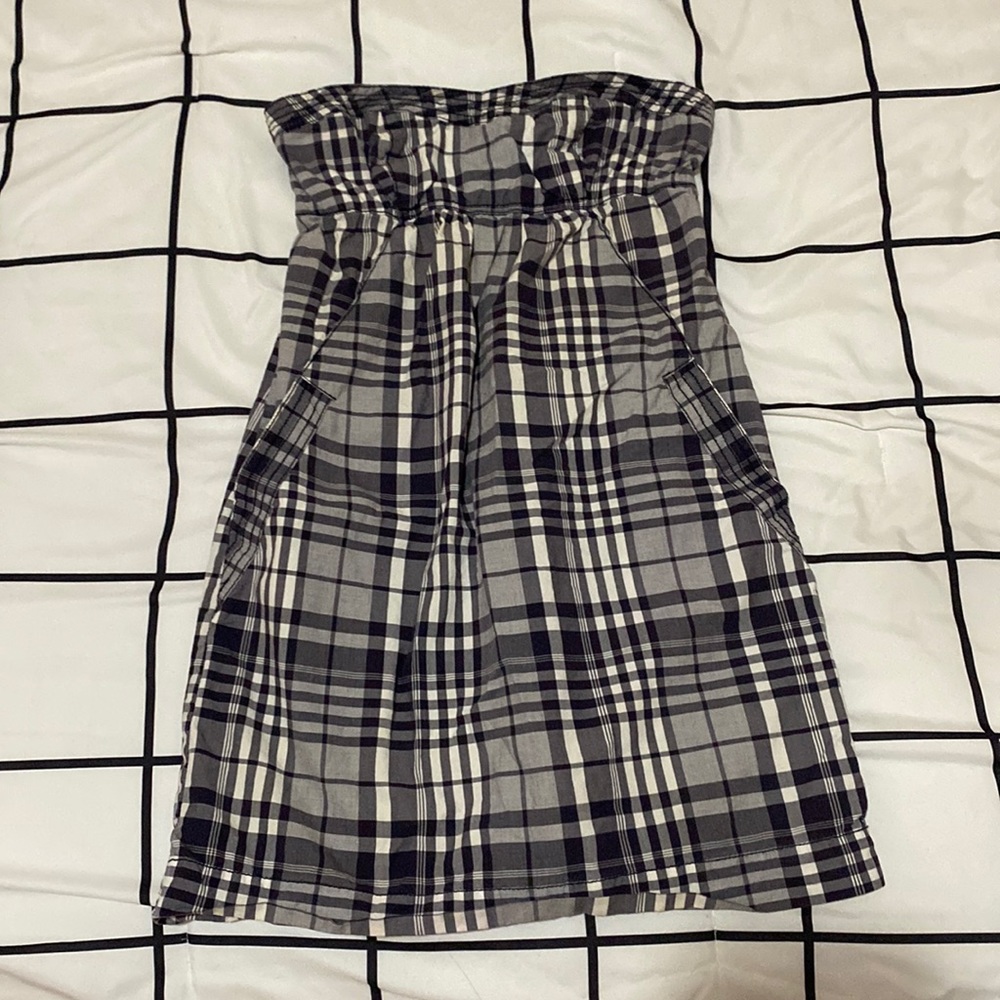 Navy plaid minidress